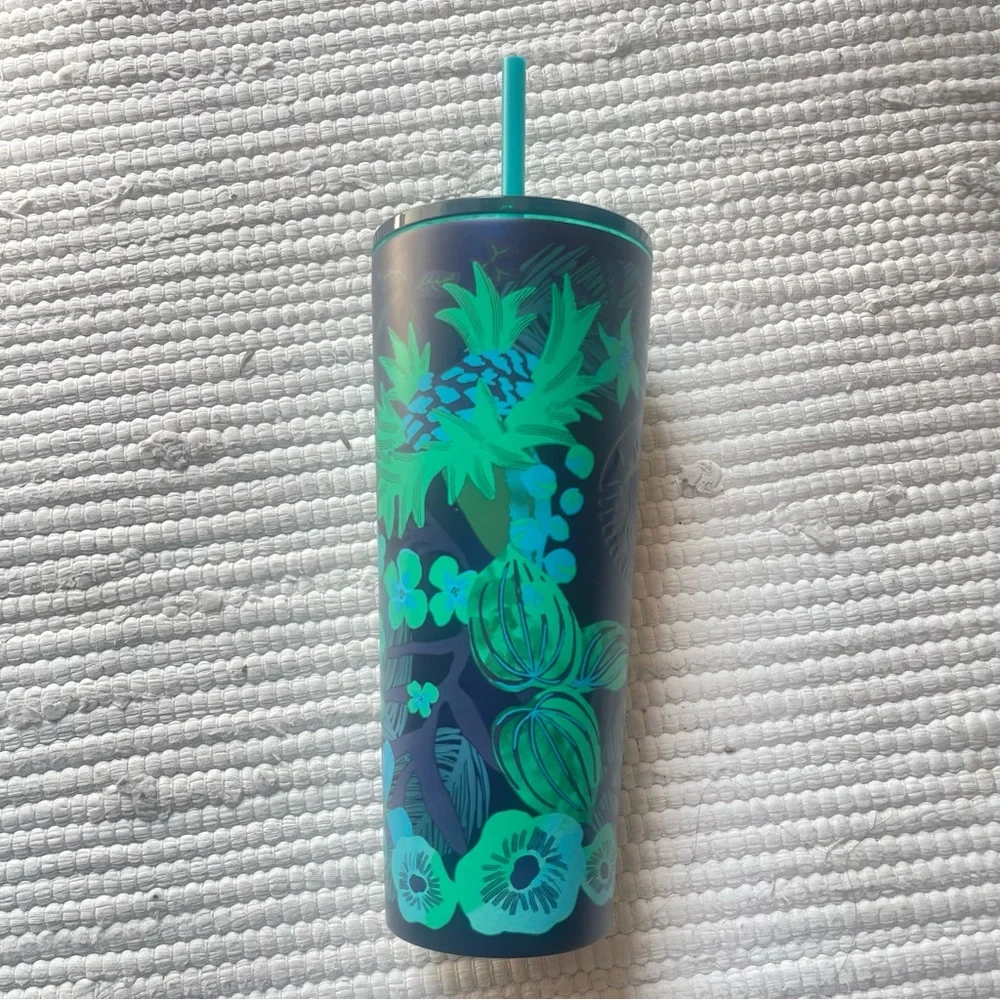 Starbucks Summer 2022 US Release 24 Oz Navy Floral Stainless Steel - Picture 2 of 4